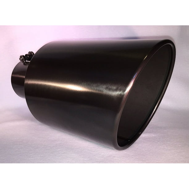 15" Long Black 7" Outlet Bolt On Exhaust Tip Diesel Stainless Steel 5" Inlet